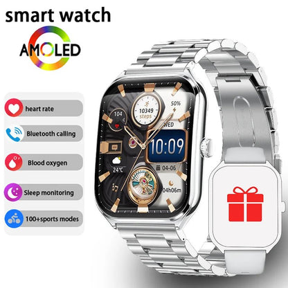 New Ultra Thin Smart Watch men 1.96" AMOLED 360*360 HD Pixel Display Always Show Time Call Reminder Smartwatch Ladies For huawei - Prime Devine Supply14:350850Silver steel stripSilver steel strip