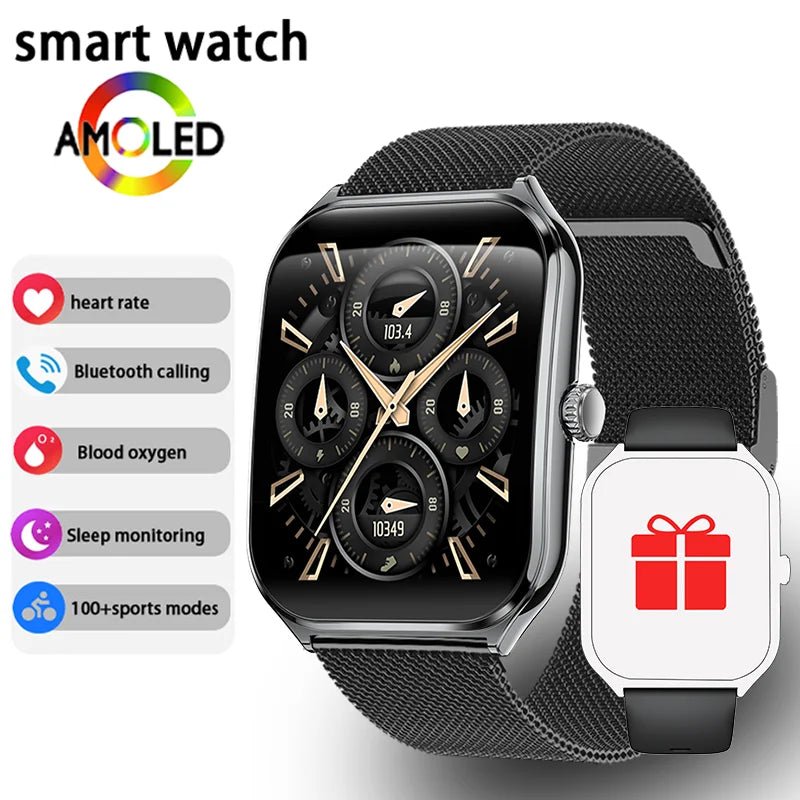 New Ultra Thin Smart Watch men 1.96" AMOLED 360*360 HD Pixel Display Always Show Time Call Reminder Smartwatch Ladies For huawei - Prime Devine Supply14:366Black mesh beltBlack mesh belt