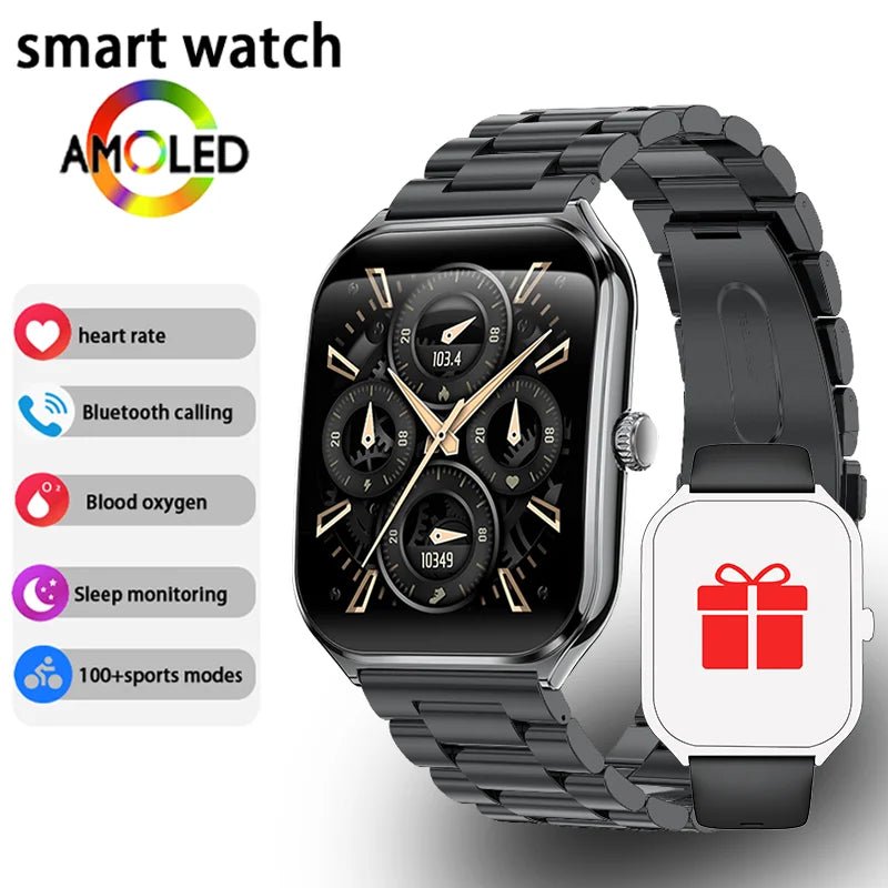 New Ultra Thin Smart Watch men 1.96" AMOLED 360*360 HD Pixel Display Always Show Time Call Reminder Smartwatch Ladies For huawei - Prime Devine Supply14:350853Black steel stripBlack steel strip