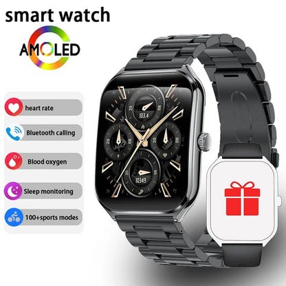 New Ultra Thin Smart Watch men 1.96" AMOLED 360*360 HD Pixel Display Always Show Time Call Reminder Smartwatch Ladies For huawei - Prime Devine Supply14:350853Black steel stripBlack steel strip