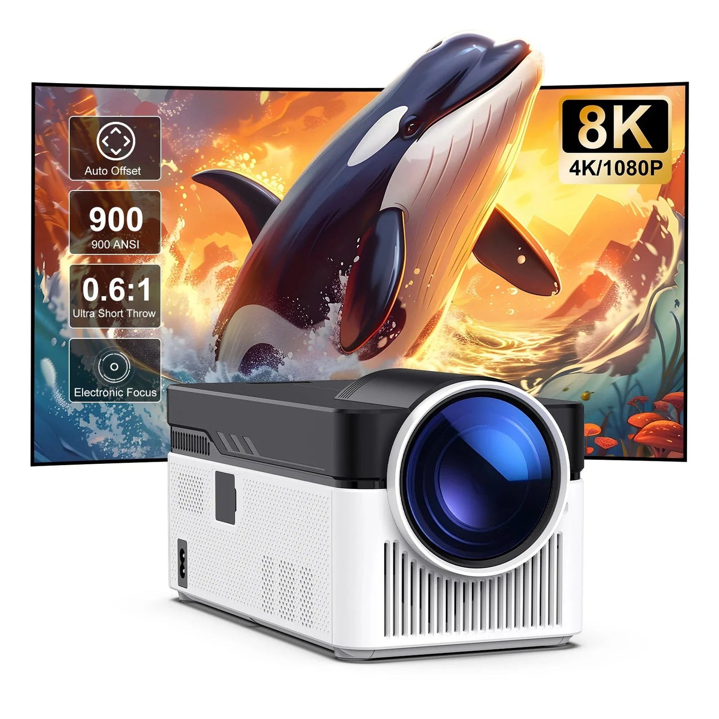 NNEOBA Smart Projector 8K Supported 1080P White - Prime Devine SupplyOBA1005008248188099Audio & Video > Projectors & Accessories > Projectors