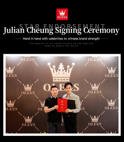 OLEVS 6654 Luxury Mens Watch Chronograph Automatic Mechanical Wristwatch Waterproof Luminous Top Brand Watch for Man Date Sport - Prime Devine Supply14:200005100blackblack