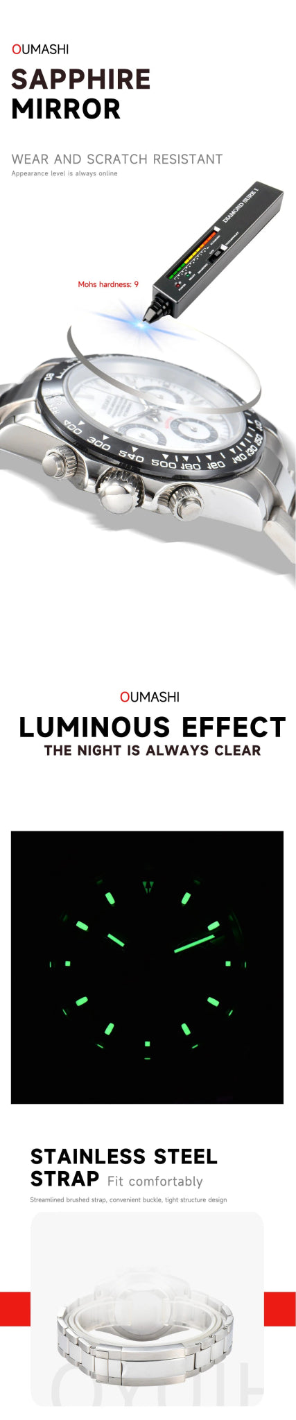 OUMASHI VK63 Man luxury panda watches Sports Quartz Watch Sapphire Stainless Steel Waterproof Chronometer for vk63 Movement - Prime Devine Supply14:200005100No.1;5:57000035NO LOGONo.1