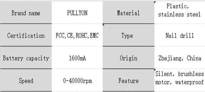 Promotion High Quality Luxury 40000RPM Rechargeable Manicure Pedicure Nail Polisher for Home Salon - Prime Devine Supply14:200006152;200007763:201336100light green