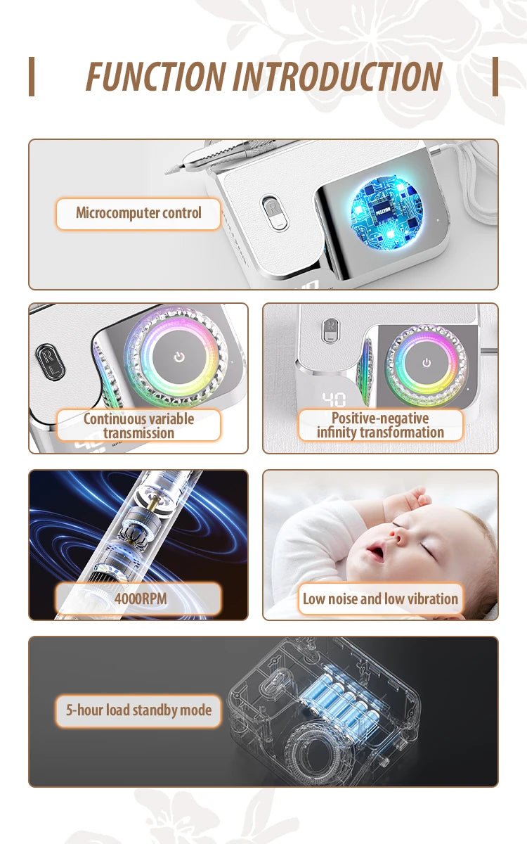 Promotion High Quality Luxury 40000RPM Rechargeable Manicure Pedicure Nail Polisher for Home Salon - Prime Devine Supply14:200006152;200007763:201336100light green