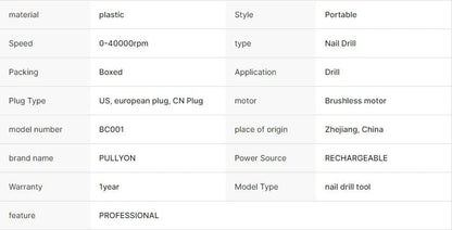 Promotion High Quality Luxury 40000RPM Rechargeable Manicure Pedicure Nail Polisher for Home Salon - Prime Devine Supply14:200006152;200007763:201336100light green