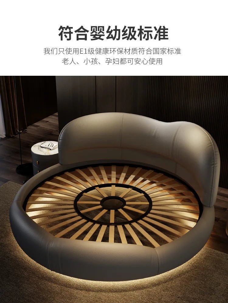 Regale Luxury Pretty Double Bed King Size Modern Italian Round Bed Loft Villa Vintage Cama Queen Size Entrance Hall Furniture - Prime Devine Supply14:365458cabinet 1pcscabinet 1pcs