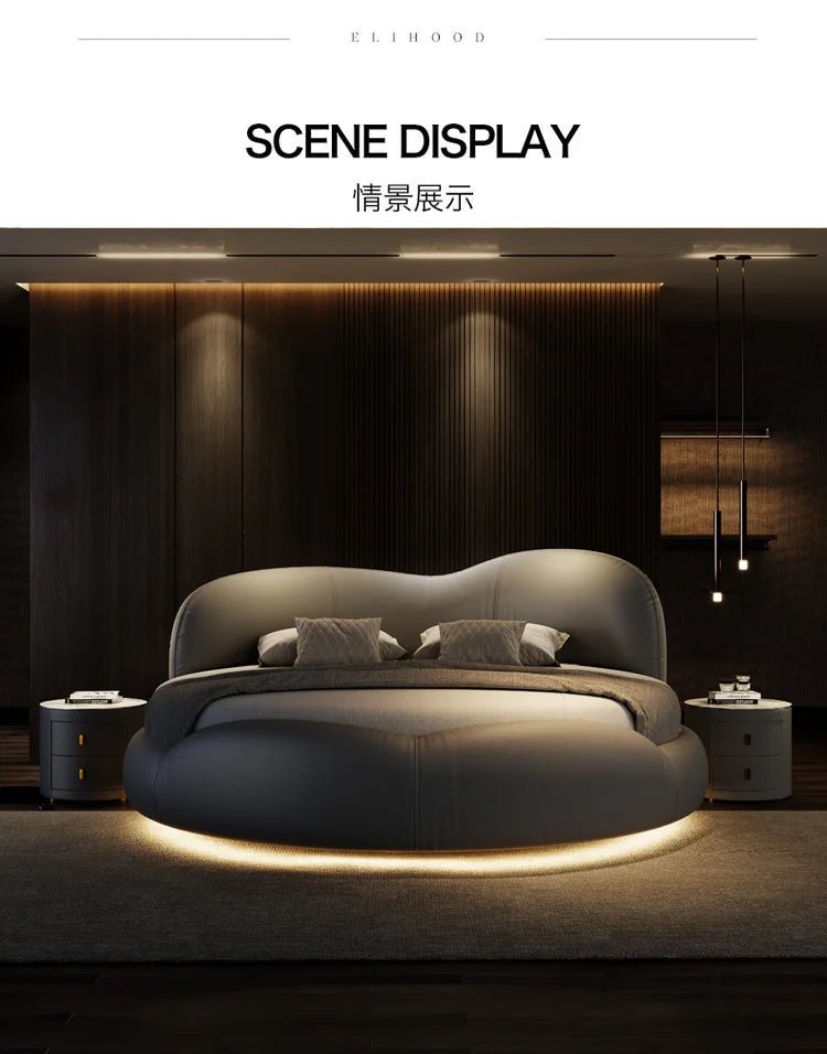 Regale Luxury Pretty Double Bed King Size Modern Italian Round Bed Loft Villa Vintage Cama Queen Size Entrance Hall Furniture - Prime Devine Supply14:365458cabinet 1pcscabinet 1pcs