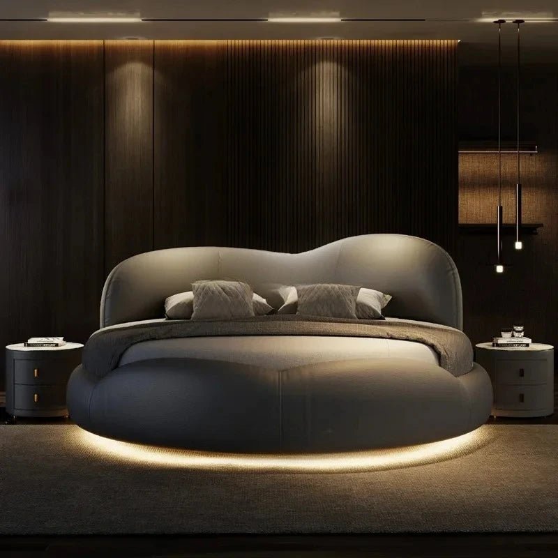 Regale Luxury Pretty Double Bed King Size Modern Italian Round Bed Loft Villa Vintage Cama Queen Size Entrance Hall Furniture - Prime Devine Supply14:365458cabinet 1pcscabinet 1pcs