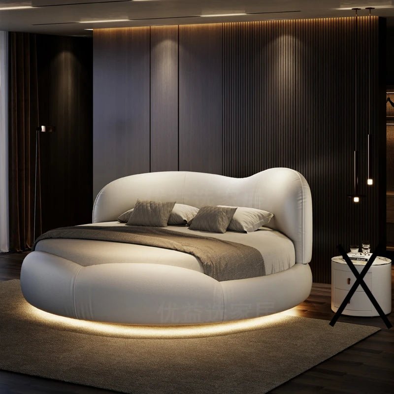 Regale Luxury Pretty Double Bed King Size Modern Italian Round Bed Loft Villa Vintage Cama Queen Size Entrance Hall Furniture - Prime Devine Supply14:1931.8m bed mattress1.8m bed mattress