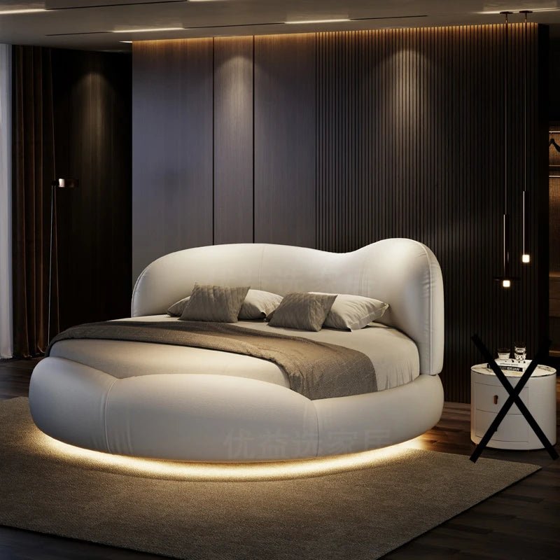 Regale Luxury Pretty Double Bed King Size Modern Italian Round Bed Loft Villa Vintage Cama Queen Size Entrance Hall Furniture - Prime Devine Supply14:1732.2m bed mattress2.2m bed mattress