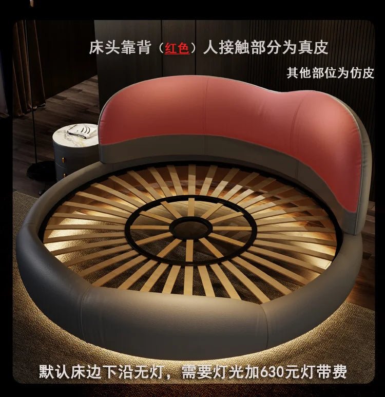 Regale Luxury Pretty Double Bed King Size Modern Italian Round Bed Loft Villa Vintage Cama Queen Size Entrance Hall Furniture - Prime Devine Supply14:365458cabinet 1pcscabinet 1pcs