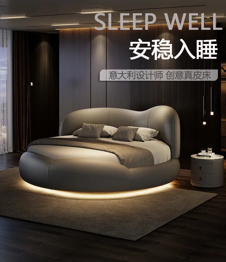 Regale Luxury Pretty Double Bed King Size Modern Italian Round Bed Loft Villa Vintage Cama Queen Size Entrance Hall Furniture - Prime Devine Supply14:365458cabinet 1pcscabinet 1pcs