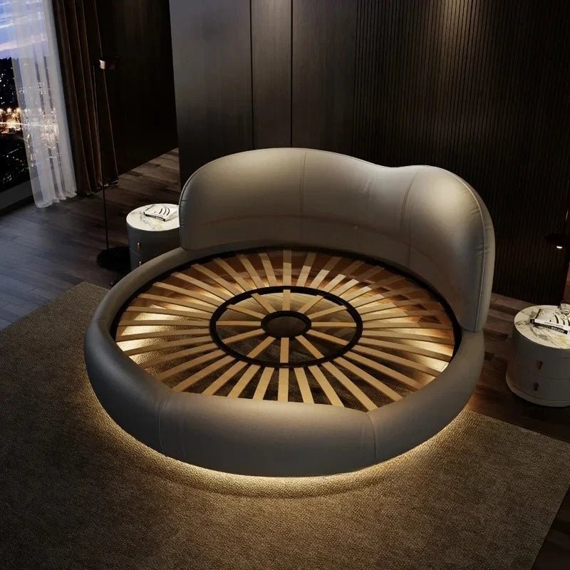 Regale Luxury Pretty Double Bed King Size Modern Italian Round Bed Loft Villa Vintage Cama Queen Size Entrance Hall Furniture - Prime Devine Supply14:365458cabinet 1pcscabinet 1pcs