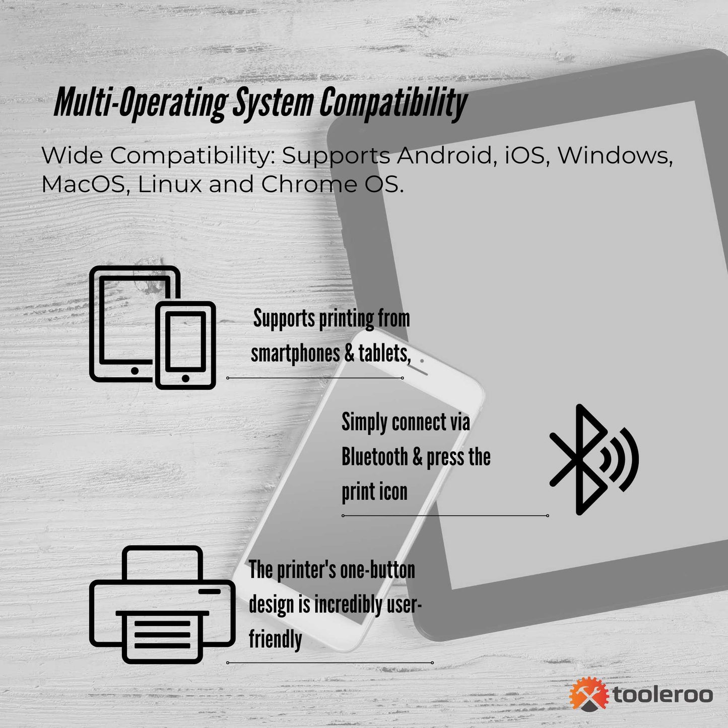 Tooleroo Portable A4 Thermal Printer Black + Tattoo Stencil Paper - Wireless - Prime Devine SupplyA4_P_T_Printer_TATTOO_BLACKElectronics > Printer