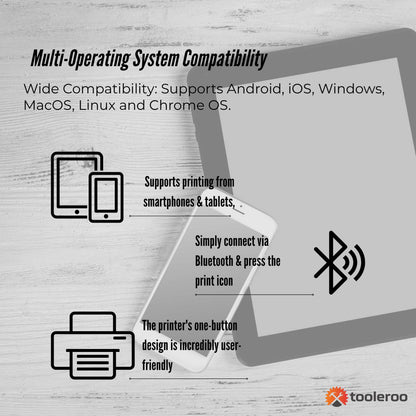 Tooleroo Portable A4 Thermal Printer Black + Tattoo Stencil Paper - Wireless - Prime Devine SupplyA4_P_T_Printer_TATTOO_BLACKElectronics > Printer