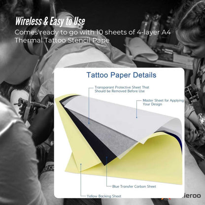 Tooleroo Portable A4 Thermal Printer Black + Tattoo Stencil Paper - Wireless - Prime Devine SupplyA4_P_T_Printer_TATTOO_BLACKElectronics > Printer