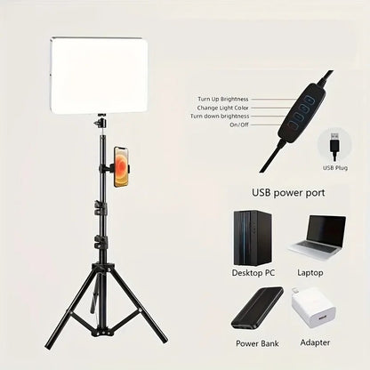 Video fill light 10.0 inch with adjustable tripod stand 43.31 inch stand, suitable for studio flash photography, makeup photogra - Prime Devine Supply14:193black
