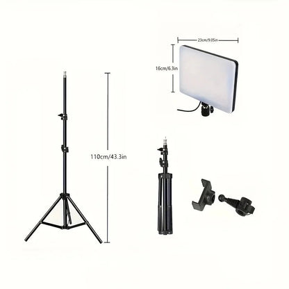 Video fill light 10.0 inch with adjustable tripod stand 43.31 inch stand, suitable for studio flash photography, makeup photogra - Prime Devine Supply14:193black