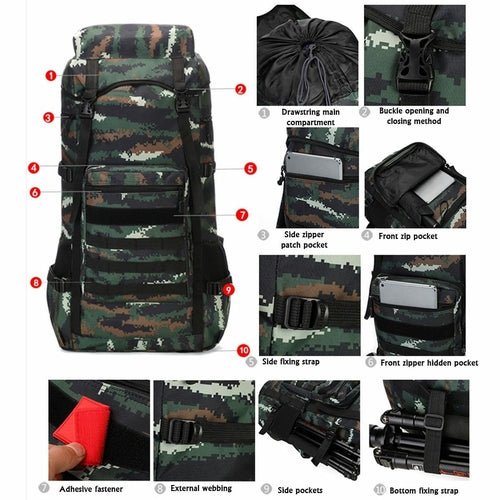 Waterproof Outdoor Camping 70L Military Backpack - Prime Devine SupplyONFY032100CPBK70LA1-DSTDessert