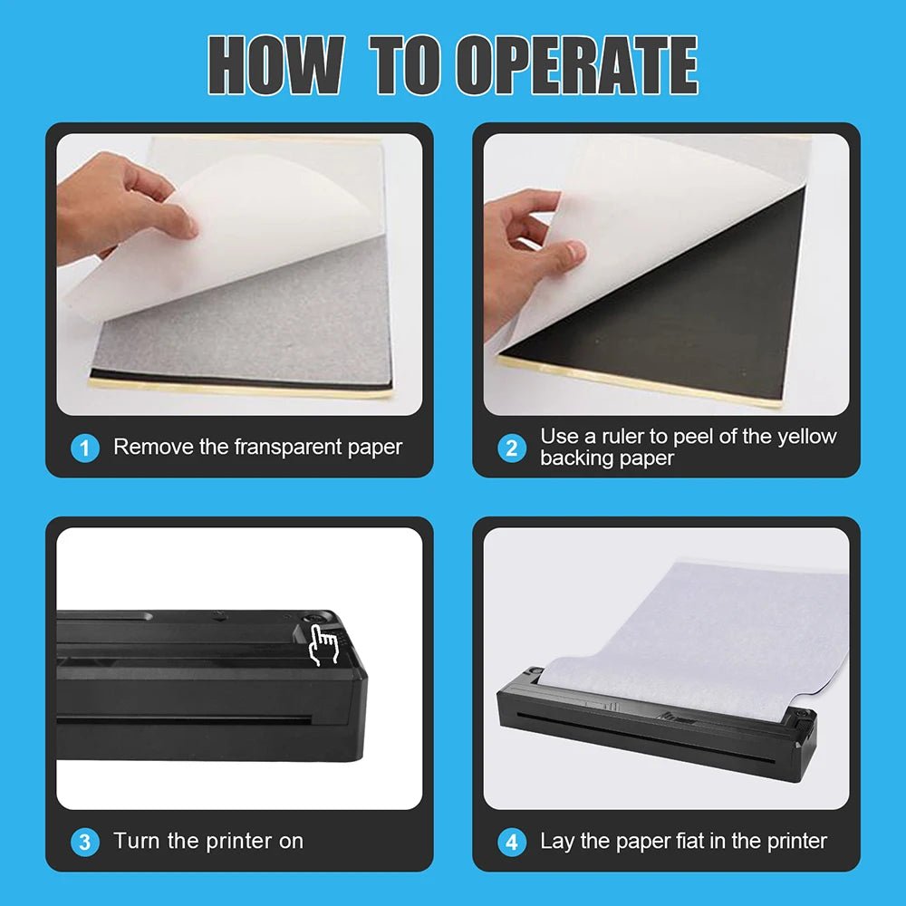 Wireless Tattoo Printer Bluetooth Tattoo Stencil Thermal Transfer Machine with 10 Transfer Paper Compatible with Smartphone & PC - Prime Devine Supply14:10Tattoo PrinterTattoo Printer